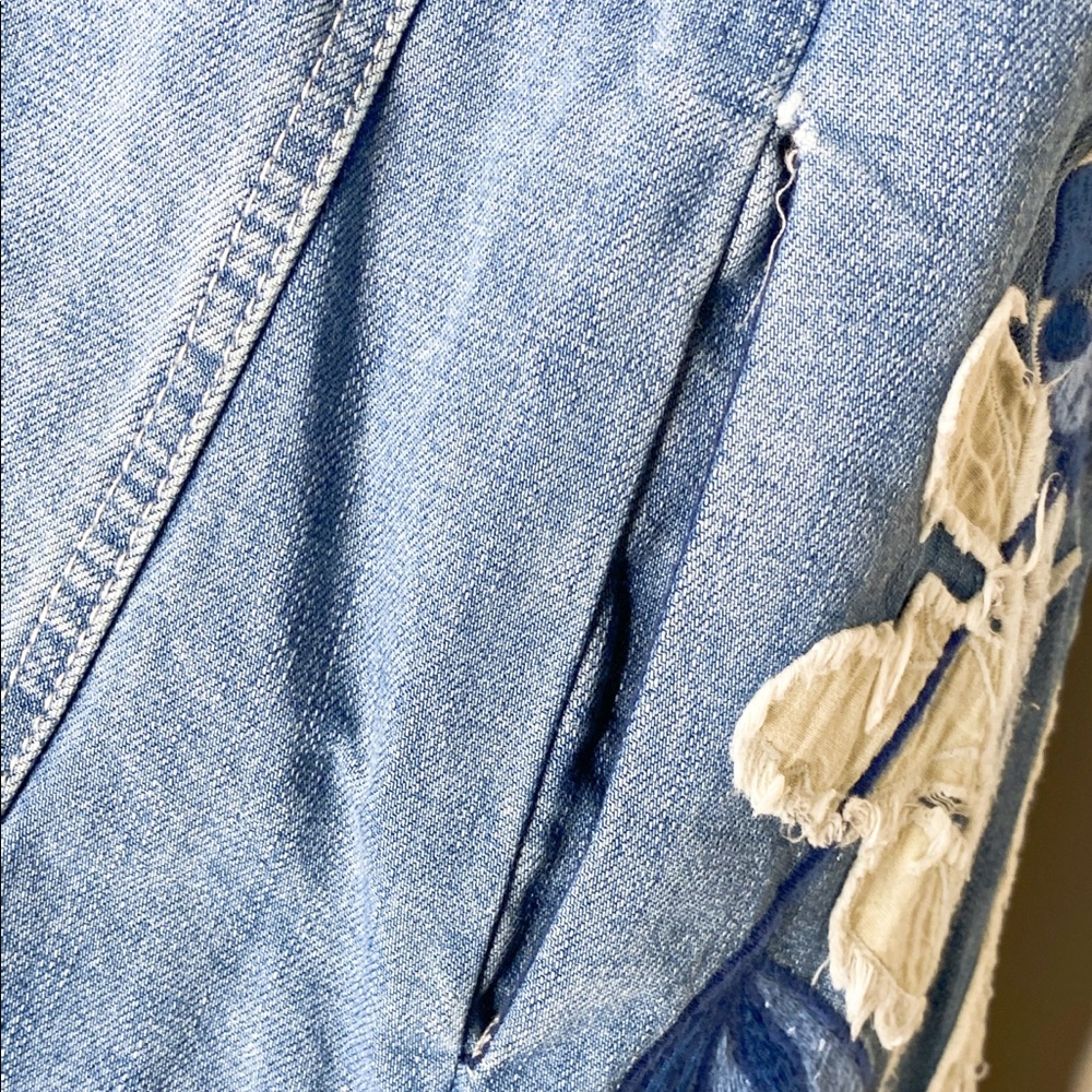 ANTHROPOLOGIE Denim Leaves Shift Dress - Picture 6 of 8